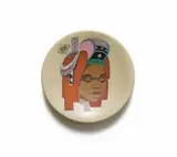 Kalahari Studio, Plate decorated with a portrait of an Ndebele woman, terracotta with overglaze