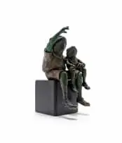 Carol Cauldwell, Frog (Star gazer), bronze with a green and brown patina, on a painted steel base