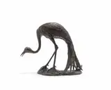 Rikki Morley Saunders, Bending Crane, 1995, bronze with a dark brown patina