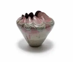 Kim Bolland, Vase with layered petal motif, 1983, incised and glazed stoneware