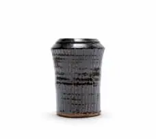 Esias Bosch, Vase with textured surface, stoneware with iron glaze and combed decoration