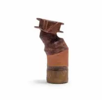 Charles Gotthard, Soldier II, thrown, slabs and altered stoneware fired clay with applied rutile and epoxy mixture and acid drenched iron shaving and fixative