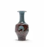 Ian Glenny, Bottle vase with flower medallion motif, glazed stoneware with iron oxide