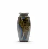 Garth Hoets, Large vase with geometric fish motif, glazed stoneware with painted and sprayed oxide underglaze