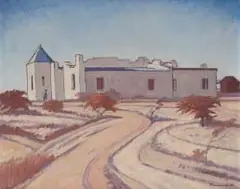 Jacobus Hendrik Pierneef, Old Mission Station, 1950, oil on canvas laid down on board