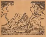 Jacobus Hendrik Pierneef, Okahandja, Suidwes-Afrika, etching on paper