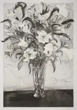 William Kentridge, Lilies, 2020, coffee-lift aquatint with drypoint on paper