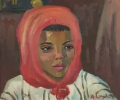 Maggie Laubser, Portrait of a Woman in a Red Headscarf, 1930, oil on board