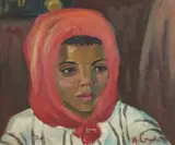 Maggie Laubser, Portrait of a Woman in a Red Headscarf, 1930, oil on board