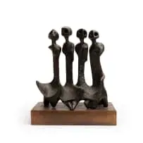 Four Figures by Speelman Mahlangu, bronze with a black patina on a steel base, sold Jul 2026