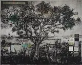 William Kentridge, The Old Gods Have Retired, 2022, photogravure, sugarlift aquatint, direct gravure, drypoint and handpainted chine collé and collage papers on 12 overlapping sheets of Hahnemühle