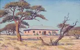 Jacobus Hendrik Pierneef, The Pink House near Wilhelmstal, 1923, oil on artist's board