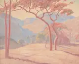 Jacobus Hendrik Pierneef, Landscape with Trees and Mountains, 1937, oil on canvas