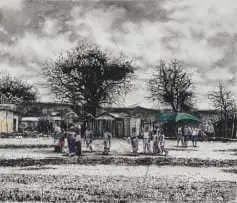 Ndlela hi Komba (Show Us the Way) by Phillemon Hlungwani, 2014, charcoal and pastel on paper, sold Jul 2026