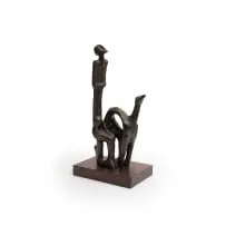 Paul Sekete, Man and Beast, bronze with a black patina on a wooden base