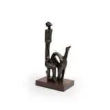 Paul Sekete, Man and Beast, bronze with a black patina on a wooden base
