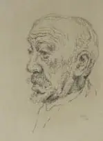 Gregoire Boonzaier, Reminiscing Old Man, 1965, charcoal on paper