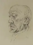 Gregoire Boonzaier, Reminiscing Old Man, 1965, charcoal on paper