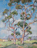 Gregoire Boonzaier, Bloekombome, Kenilworth (Blue Gums, Kenilworth), 1982, oil on canvas