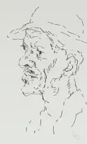 Gregoire Boonzaier, Ou Hendrik (Old Hendrik), 1966, ink on paper