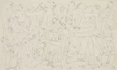 Walter Battiss, Orgy, 1970, felt-tip pen on sketch book paper