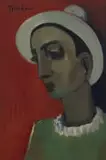 Carl Büchner, Man in a Hat, oil on board