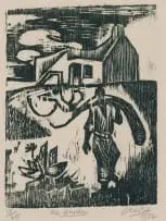 Peter Clarke, The Burden, 1972, woodcut on paper