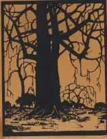 Jacobus Hendrik Pierneef, Wilkerboom in die Winter (Willow Trees in the Winter) (Nilant 78), 1922, linocut on paper laid down on card