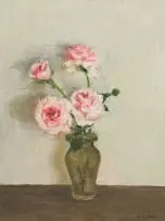 Walter Meyer, Pink Roses in a Vase, 2000, oil on canvas