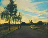 Walter Meyer, Landscape with Car, 1999, oil on canvas