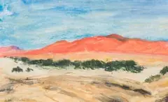 Alice Elahi, Landscape with Mountains, 2001, gouache on paper