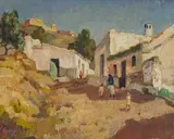 Gregoire Boonzaier, Hilltop Cottages, 1938, oil on canvas