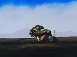 Peter Bonney, Farm House beneath Trees in a Mountainous Landscape, 1989, oil on canvas