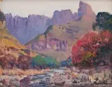 Hugo Naude, Sentinel, Drakensberg, oil on board