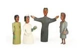 The Wedding, four by Mashego Johannes Segogela, carved, painted and varnished wood, sold Jun 2026