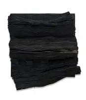 Patrick Bongoy, Fragment #24, 2019, found rubber inner tube and metal valves on MDF board