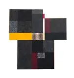 Strijdom van der Merwe, Demarcation II, 2024, found objects, road paint, wood and acrylic on canvas