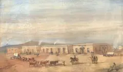 Burghersdorp - Cape of Good Hope by Thomas Bowler, 1857, watercolour with heightening in China White on paper, offered Jun 2026