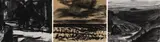Robert Brooks, Park Bench, Seascape and River Landscape, three, charcoal on paper