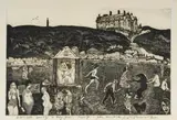 Robert Brooks, A Day Off, Homage to Ray-Jones, etching and aquatint on paper