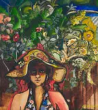 Jennifer Lynne Crooks, The Artist in Her Garden, mixed media on paper