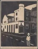 Fred Page, Old Castle Hotel P.E., 1966, linocut on onion skin paper