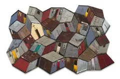 Vusi Khumalo, Shacks, 2008, mixed media on board