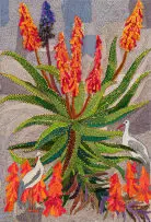 Keiskamma Art Project, Imvomvo (Flowers of the Aloe Plant), appliqué and embroidery on textile