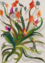 Keiskamma Art Project, Lingcungcu neKhala (Sunbirds and Aloe), appliqué and embroidery on textile