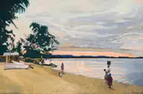 Betsy Fordyce, Evening, Lake Malawi, 1978, oil on board