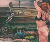 Michael Hallier, Owl Encounter, oil on board