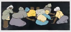 Betsy Fordyce, Gathering Coal, colour linocut on paper