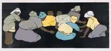 Betsy Fordyce, Gathering Coal, colour linocut on paper