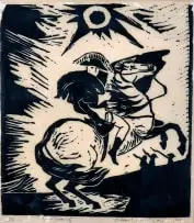 Brian Bradshaw, Napoleon on Horseback, 1960, linocut on paper